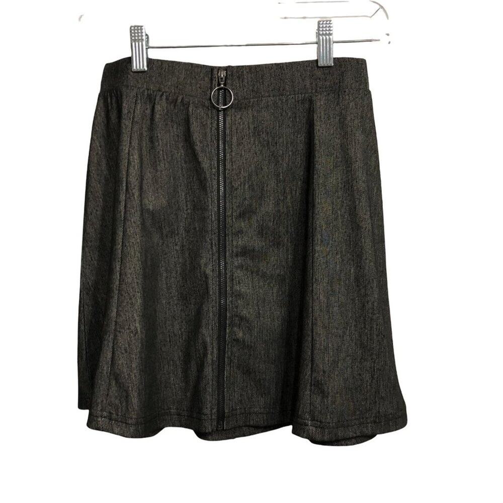 Ultra Flirt Mini skirt with stretch elastic waist  S Black Gray   Polyester Span